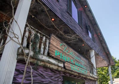 Exterior of the Whispering Pines Haunted Hotel Dark Ride at Funtown USA