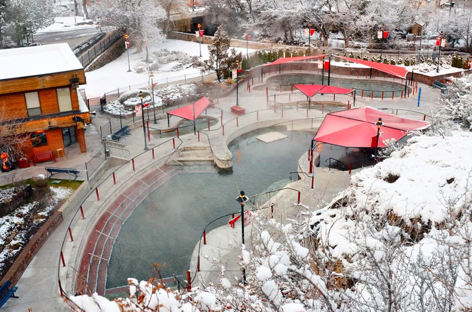 Winter at Lava Hot Springs Hot Pools