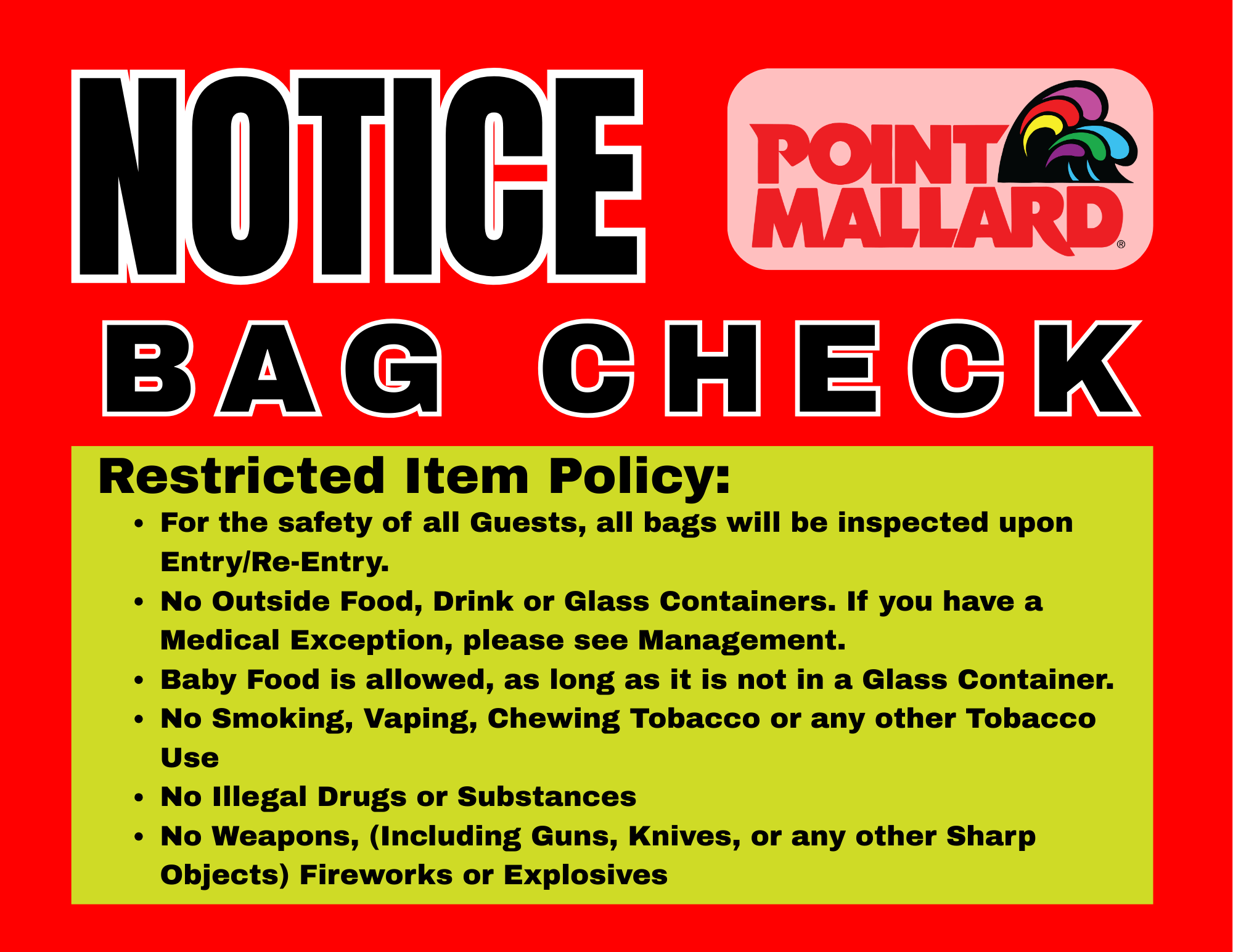 WP Bag Check Signs