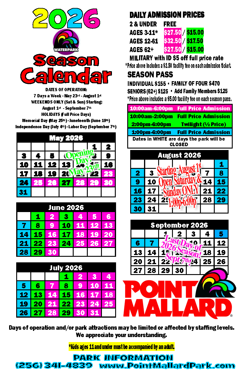 2026 Season Calendar