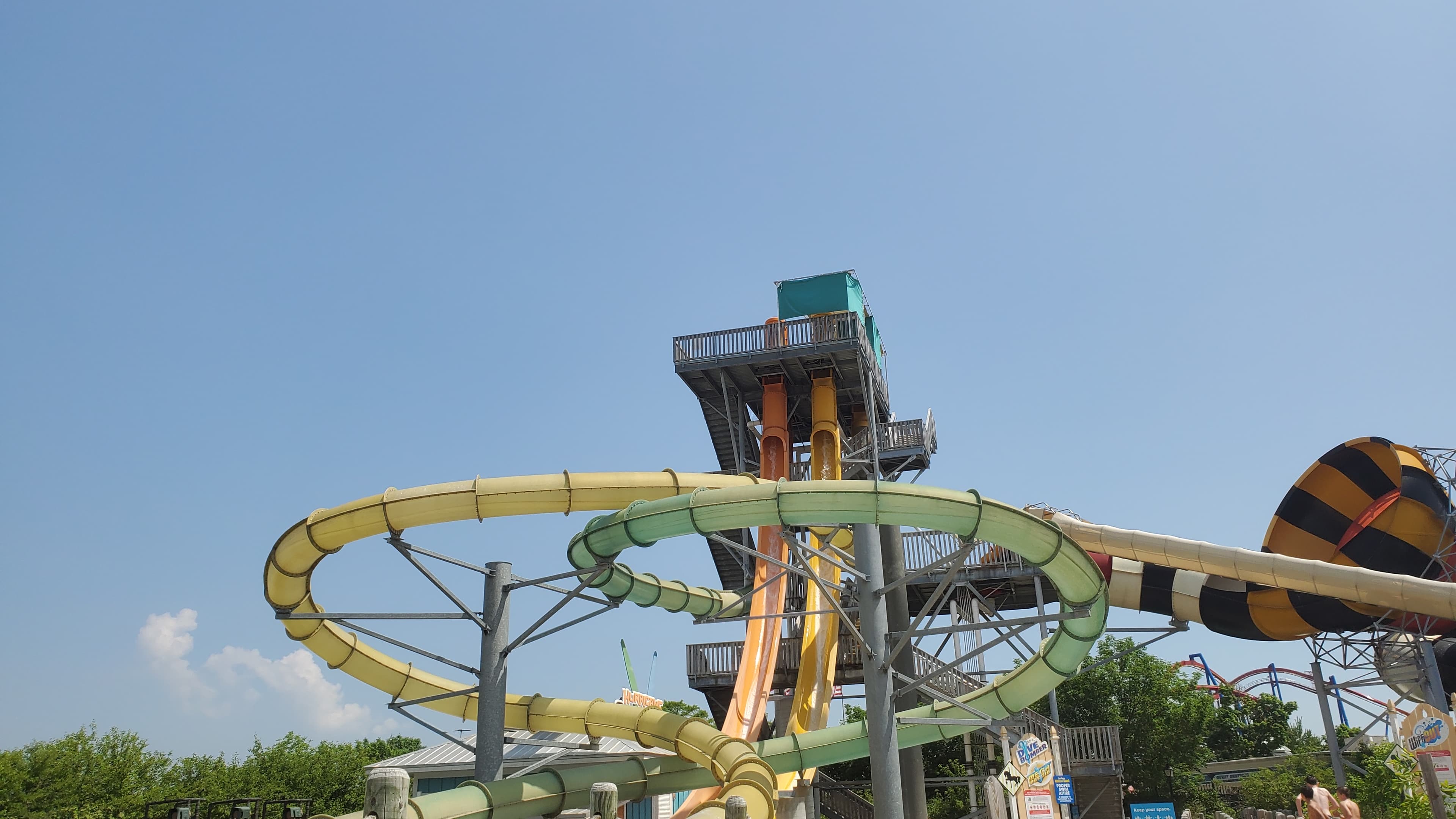 Slide towers at Six Flags Hurricane Harbor Chicago, Illinois