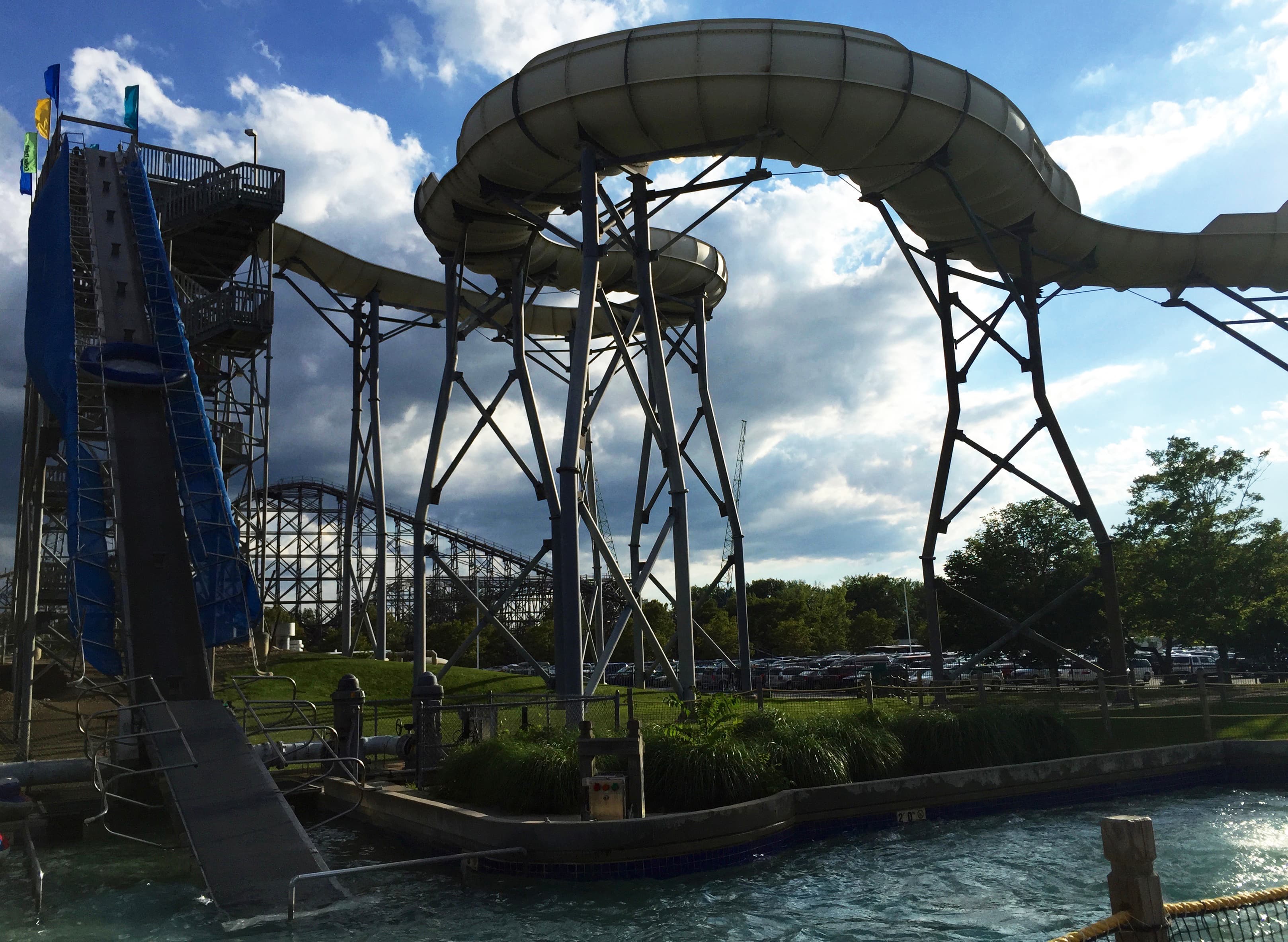 A raft slide winding through Cedar Point Shores water park in Ohio