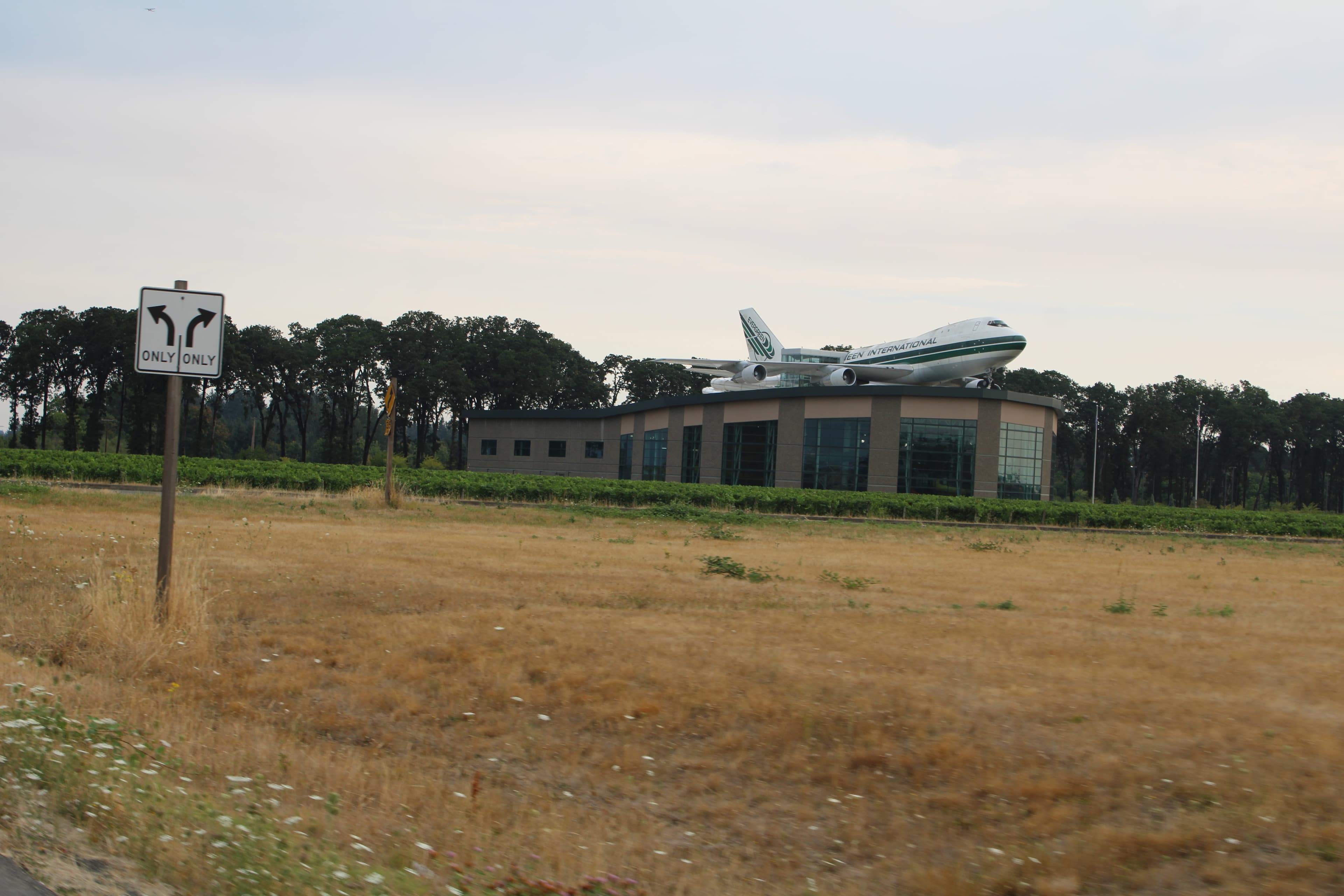 Wings & Waves Waterpark with its rooftop Boeing 747 slide in McMinnville, Oregon